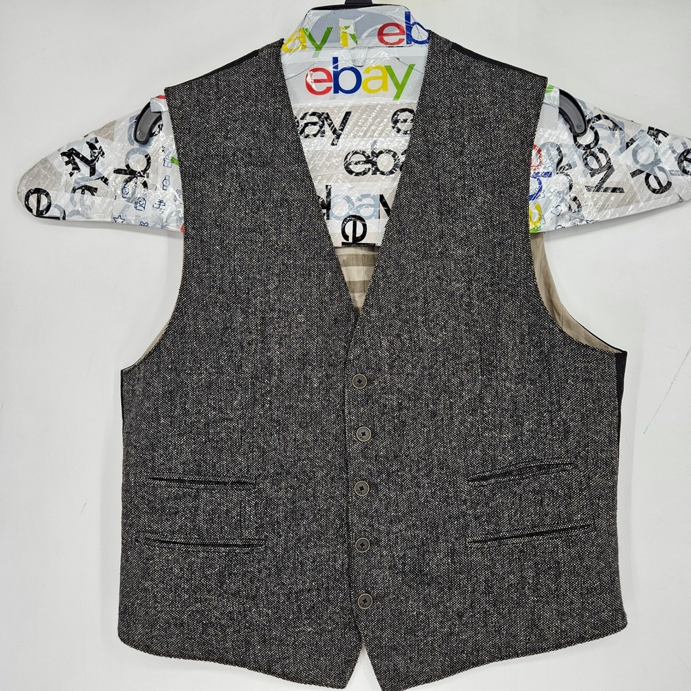 John Varvatos USA Vest Mens 40 Wool Silk Blend‎ Formal Waistcoat Adjustable